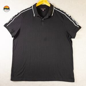 Michael Kors Polo Shirt Black Short Sleeve Collared Cotton Preppy Men's Size XL